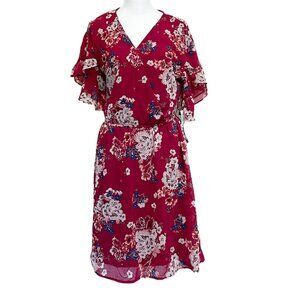 NTW Women Pretty Floral Ruby Red Dress